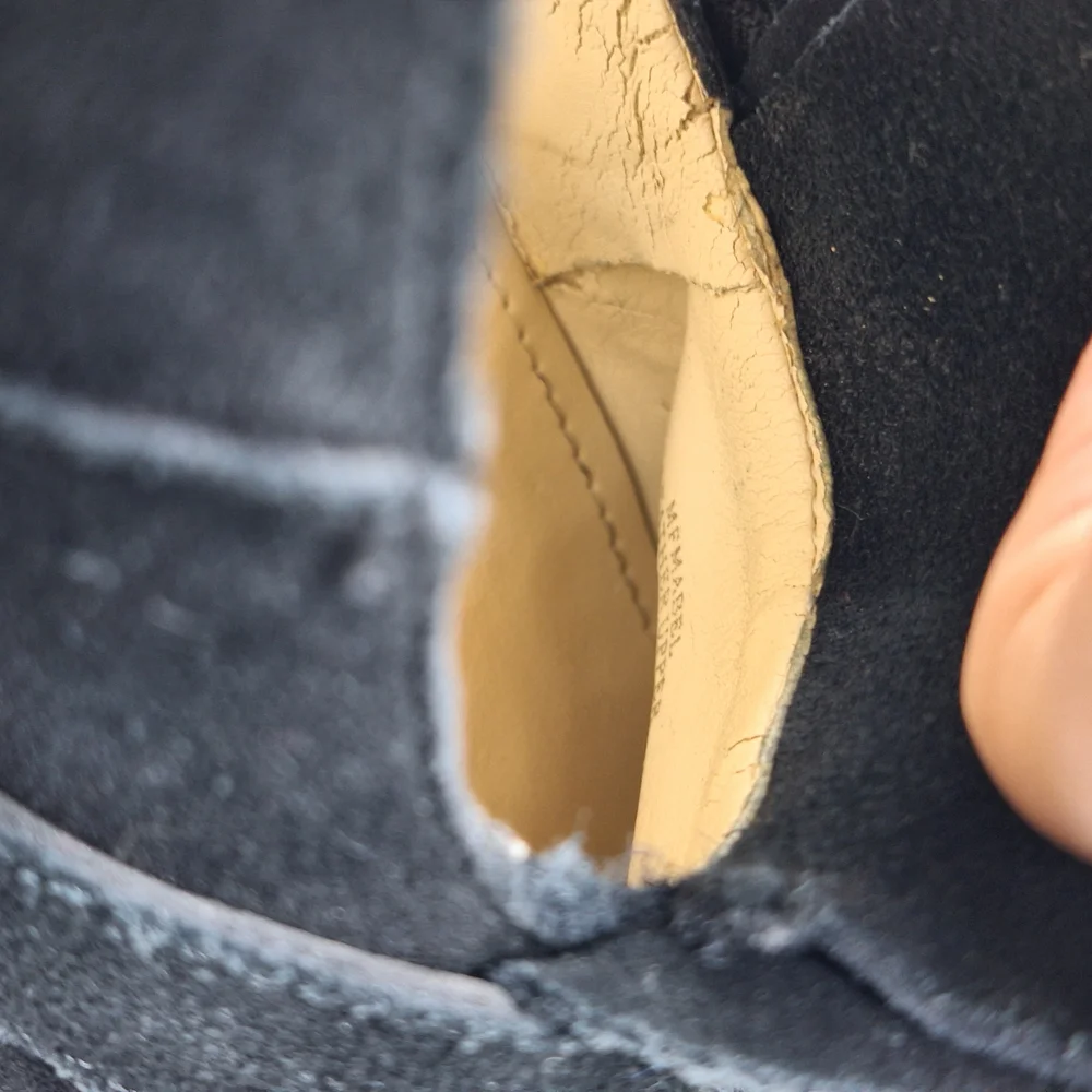 Marc Fisher Mabel Black Suede Loafers with Gold Buckle